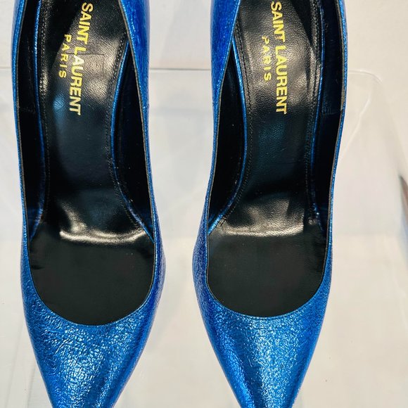 SAINT LAURENT METALLIC CRACKED GOATSKIN ANJA 105 PUMPS 37 (US 7) - Picture 9 of 9